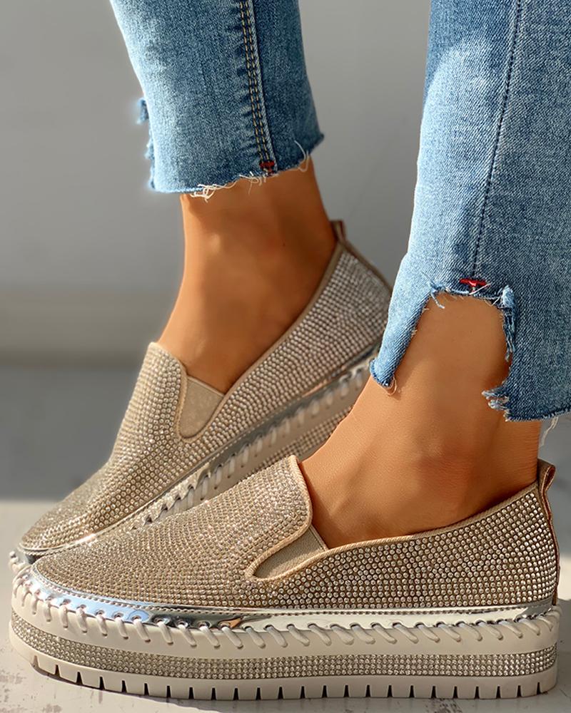 

Glitter Studded Casual Loafer, Silver