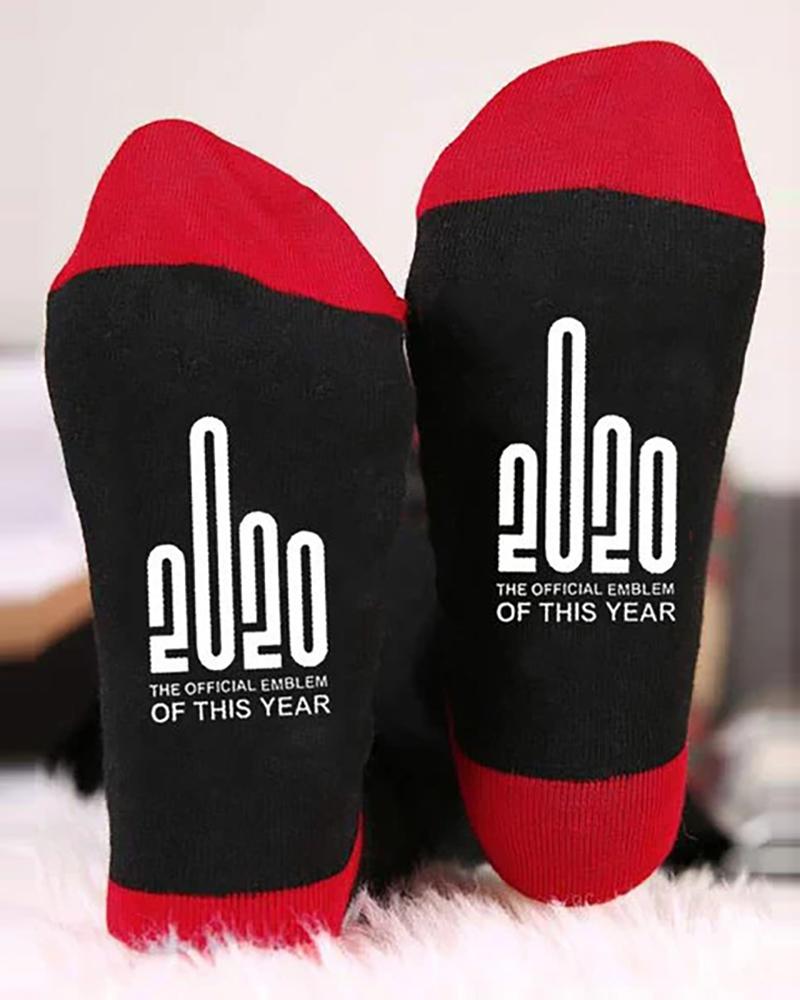 

Men Slogan Letter Print Socks, Black