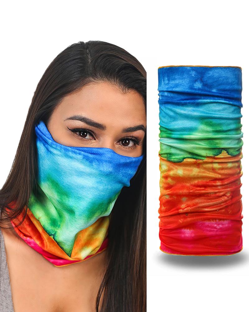 

Tie Dye Grid Print Colorblock Face Bandana Magic Scarf Headwrap Balaclava, Style3