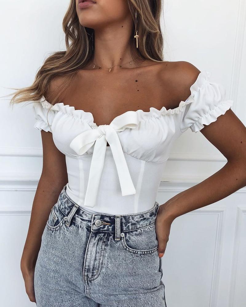

Bow Tie Front Bodysuit, White