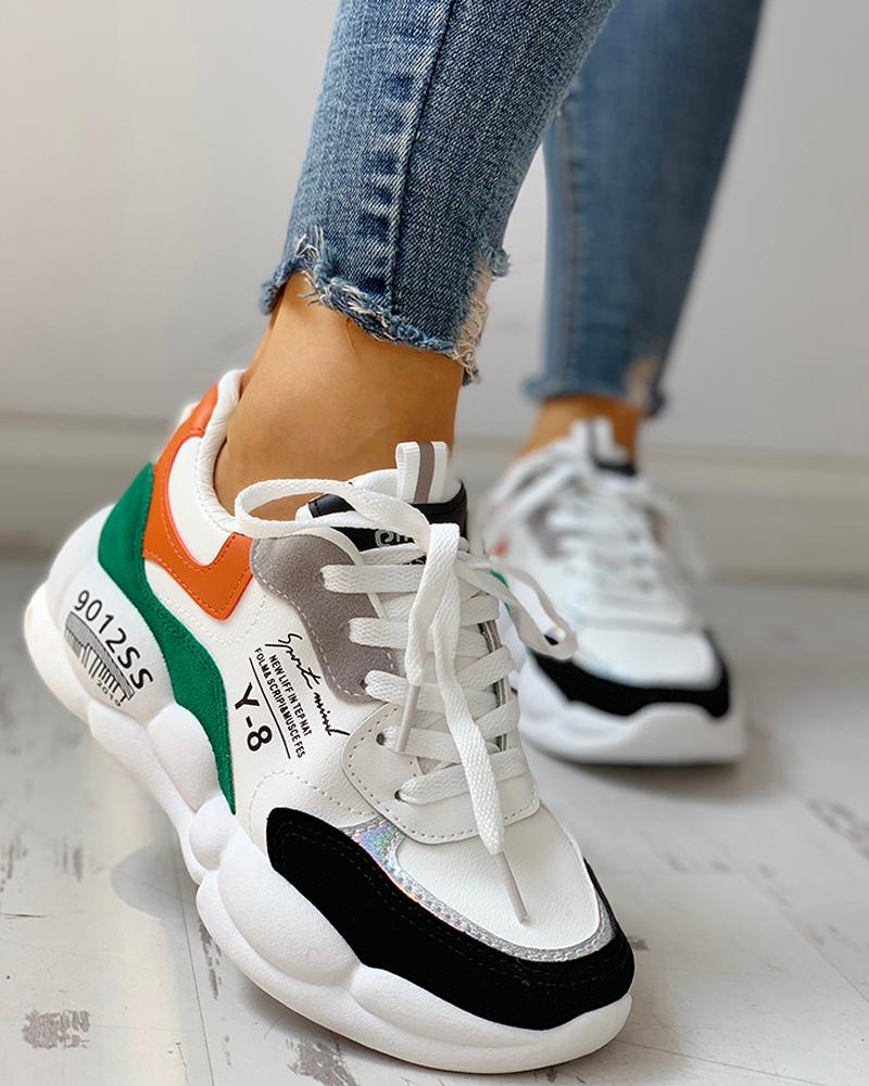 

Colorblock Lace-Up Muffin Casual Sneakers