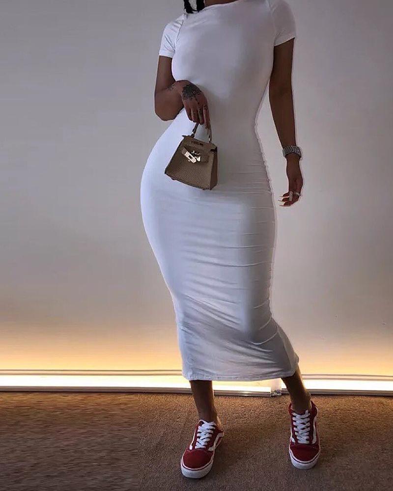 

Short Sleeve Maxi Dress, White