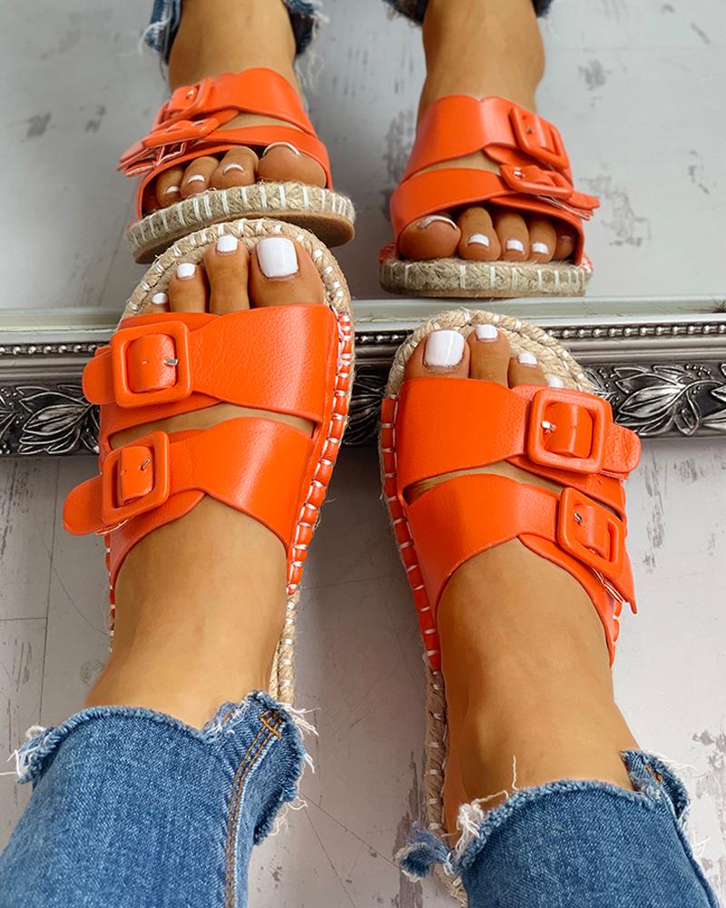 

Double Buckled Flat Slipper Sandals