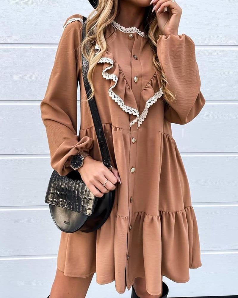 

Ruffle Hem Button Front Mini Dress