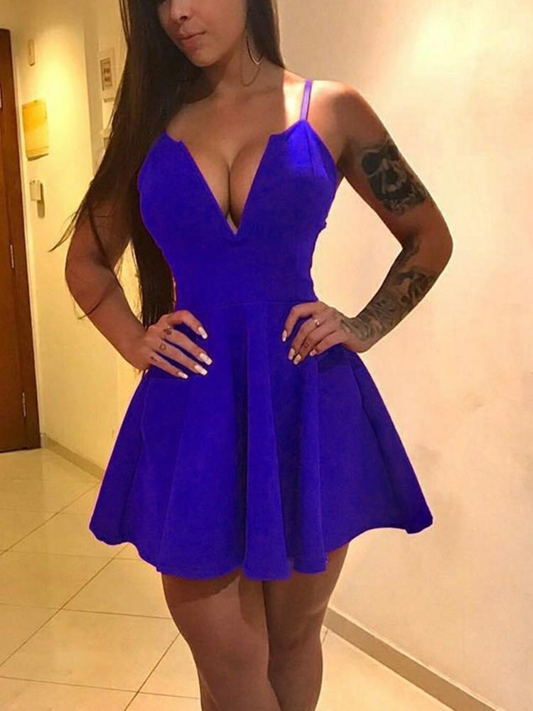 

Deep V Pleated Mini Dress