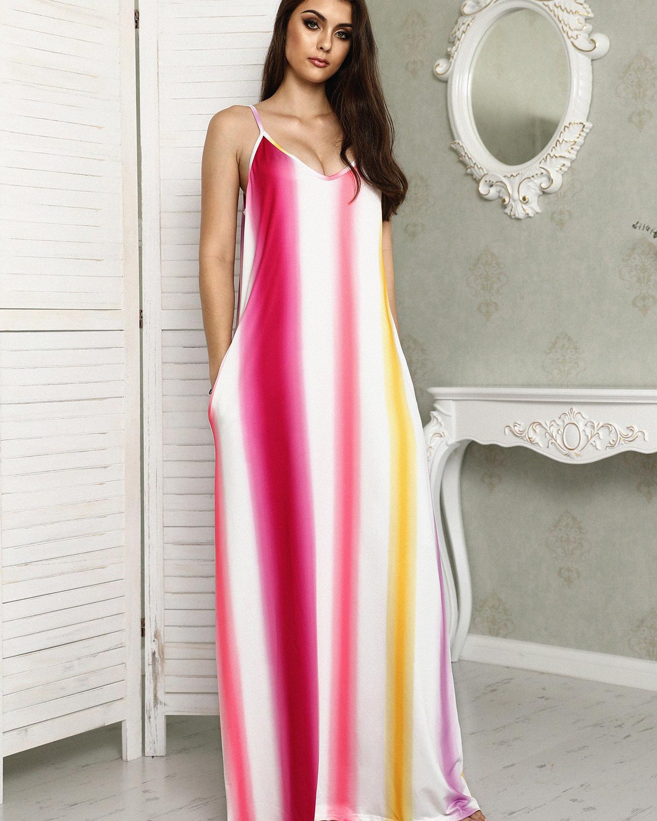 

Double V Colorful Pocket Design Maxi Dress, Pink