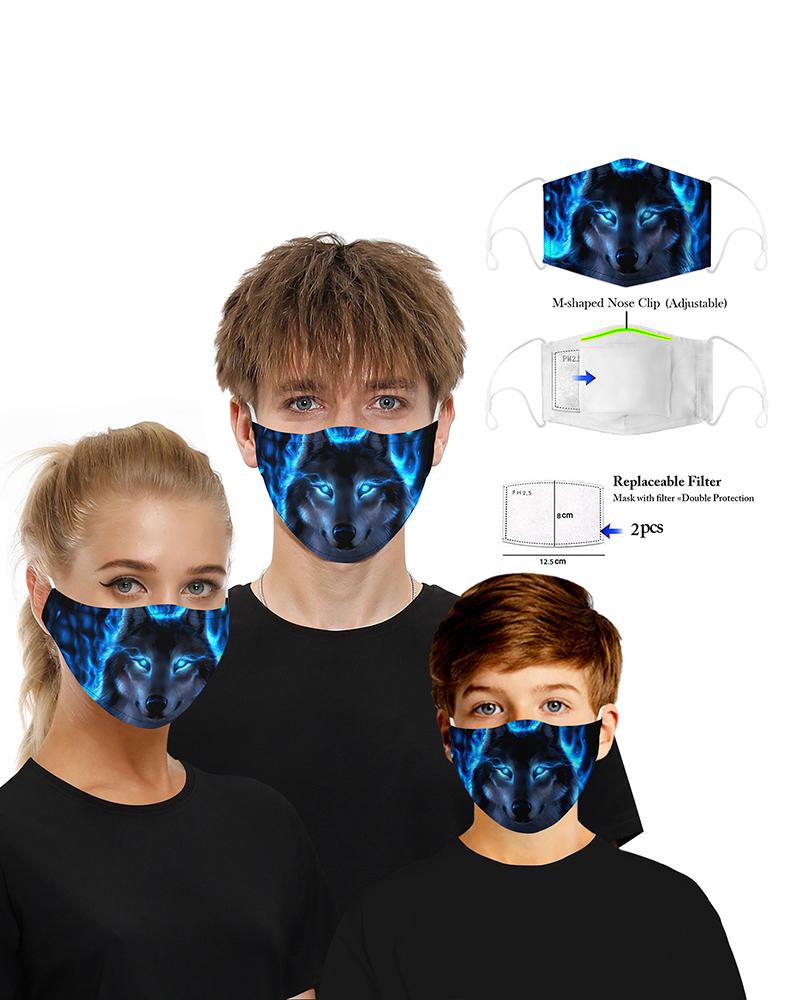 

Animal Print Mouth M .a. s. k Breathable Washable And Reusable With Replaceable Filter, Dark blue