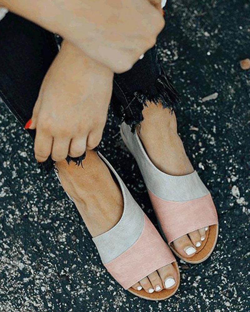 

Open Toe Colorblock Insert Cutout Sandals