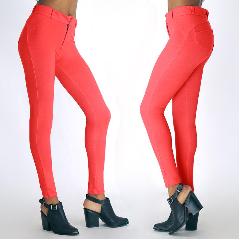 

Women' Fashion Skinny Basic Leggings Stretchy Slim Fit Sport Jogging Trousers Pants, Red