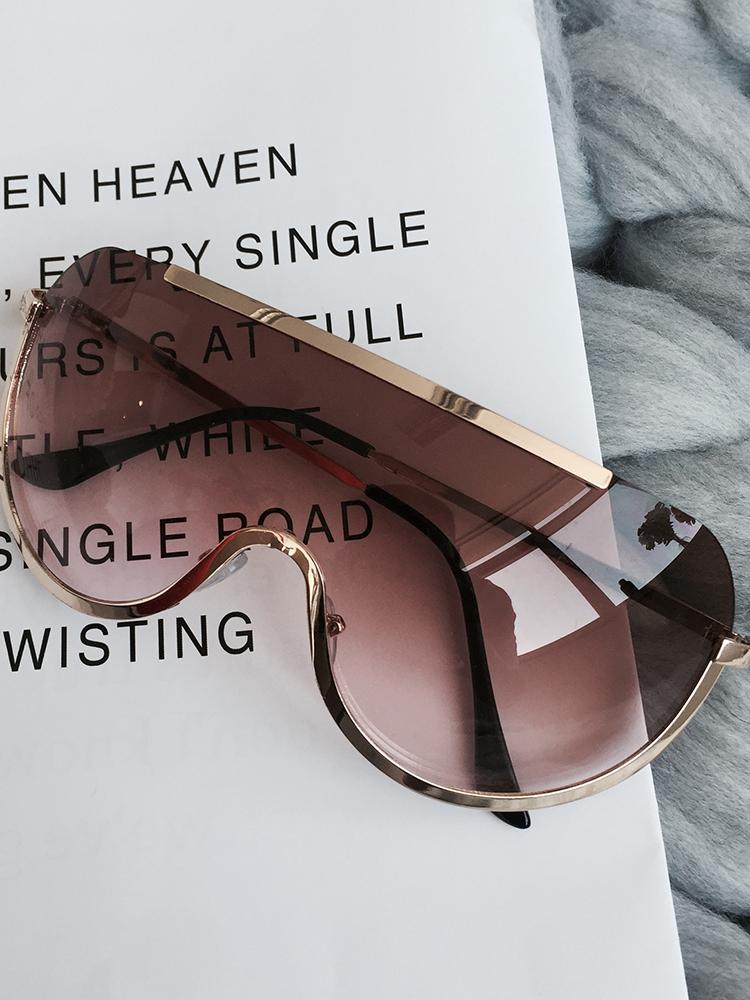 

Rimless Style One Piece Sunglasses, Light brown