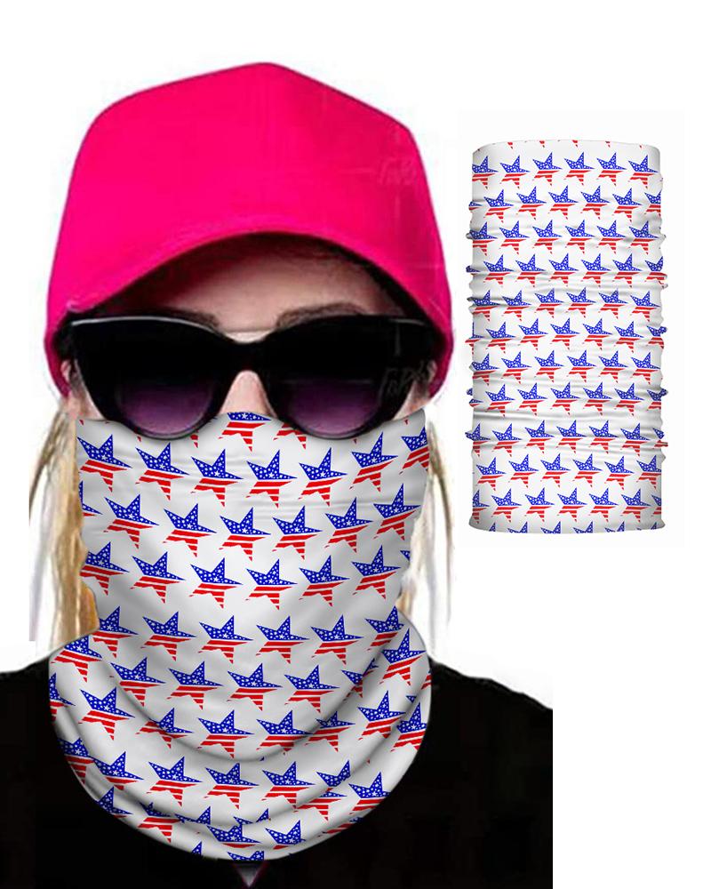 

Star Print Face Bandana Magic Scarf Headwrap Balaclava, White
