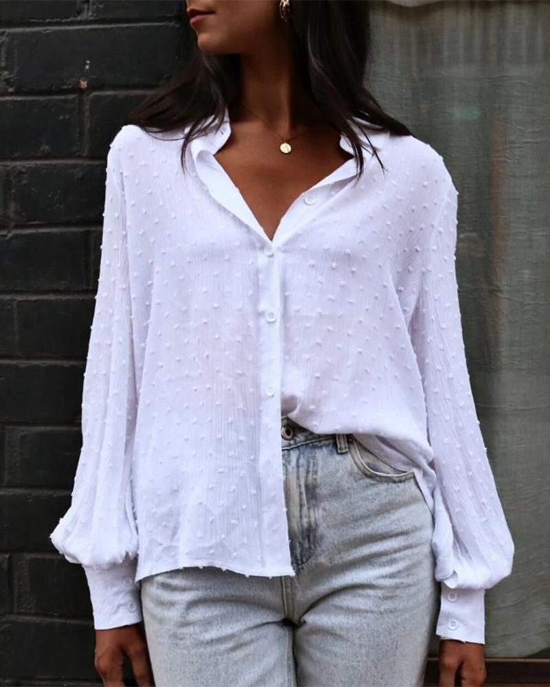 

Solid Swiss Dot Blouse, White