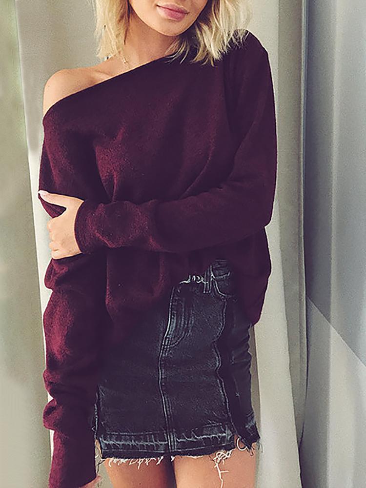 

Solid Long Sleeve Casual Top