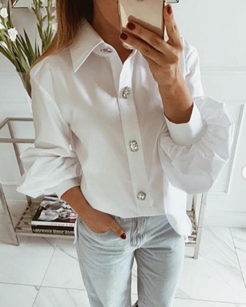 

Solid Button-Up Dress Shirt, White