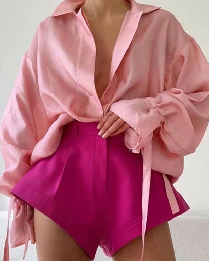 

V-Neck Bat Sleeve Casual Solid Blouse