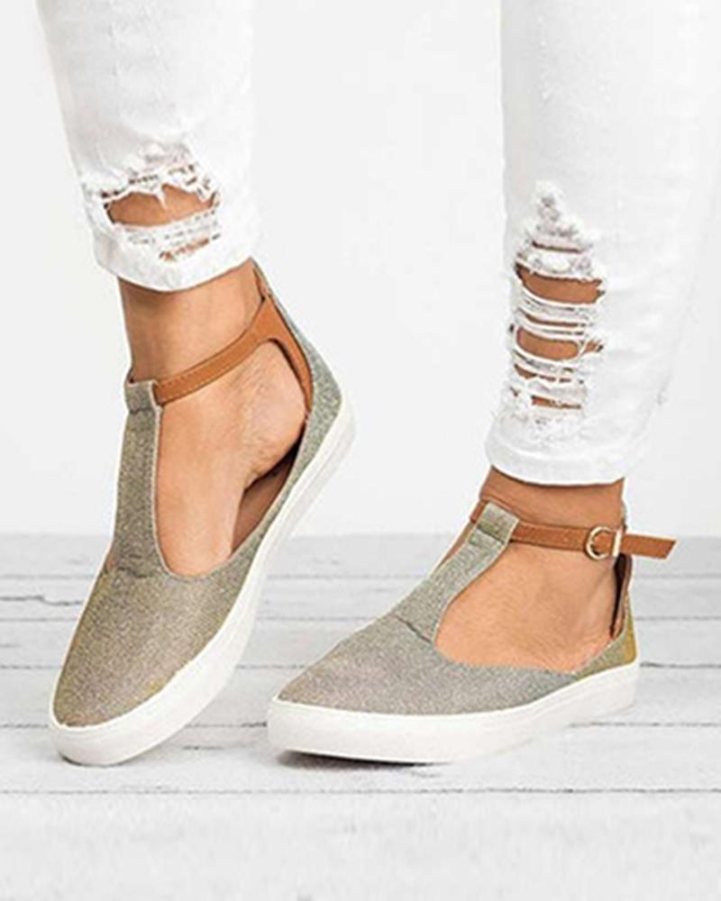 

Summer new round head casual flat Lok Fu shoes large size women's shoes, Silver