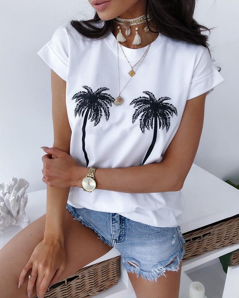 

Palm Print Short Sleeve T-Shirt