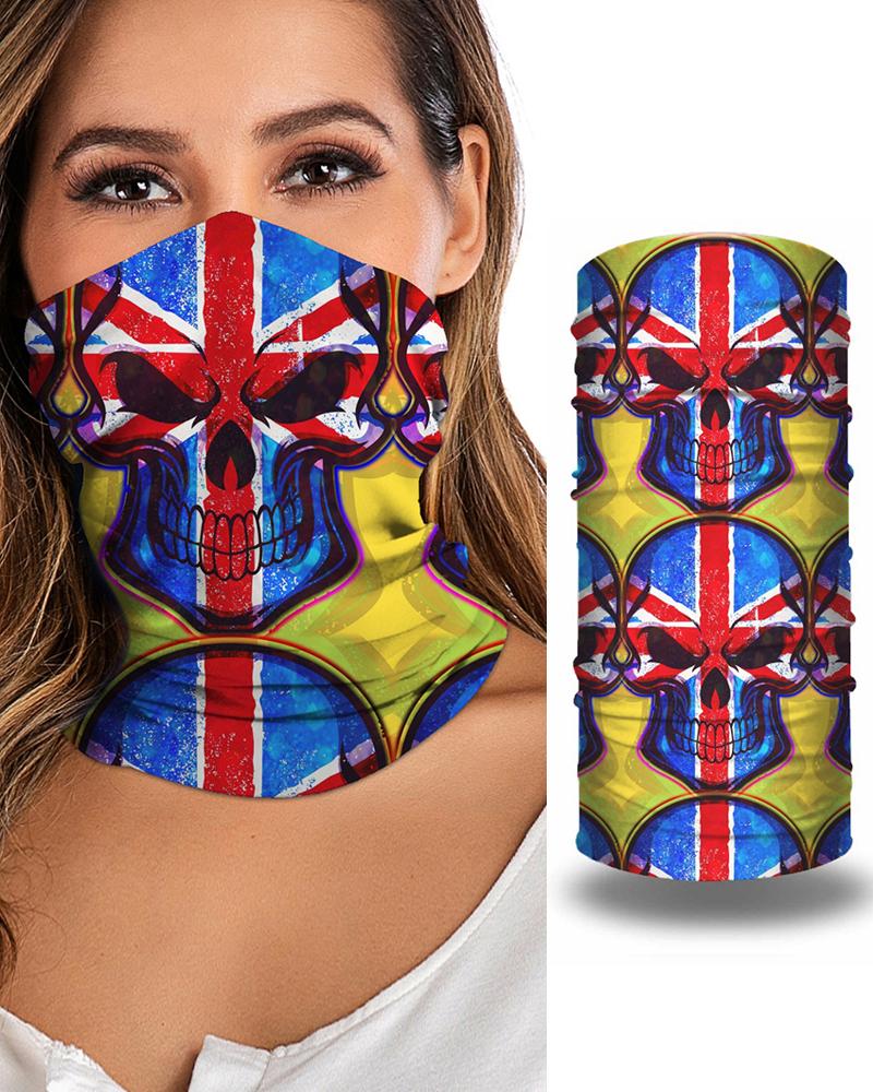 

Skull Print Breathable Face Bandana Magic Scarf Headwrap Balaclava, Blue
