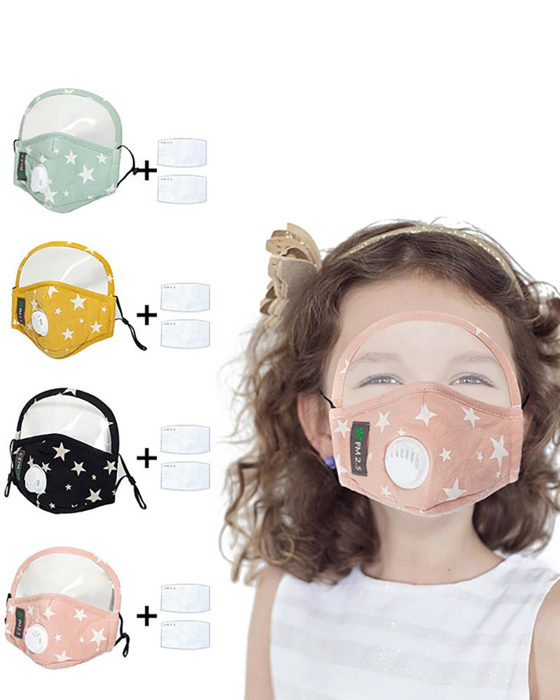 

Star Print Valve Outdoor Face Mask With Eyes Shield, Pink