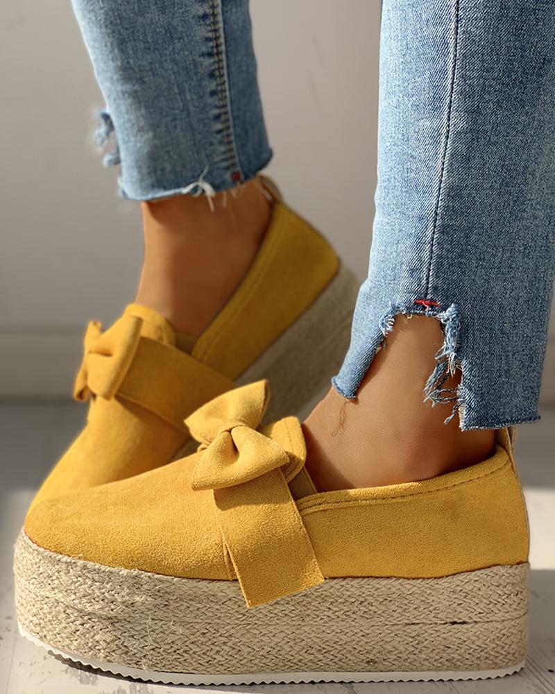 

Bowknot Design Muffin Shoes, Yellow