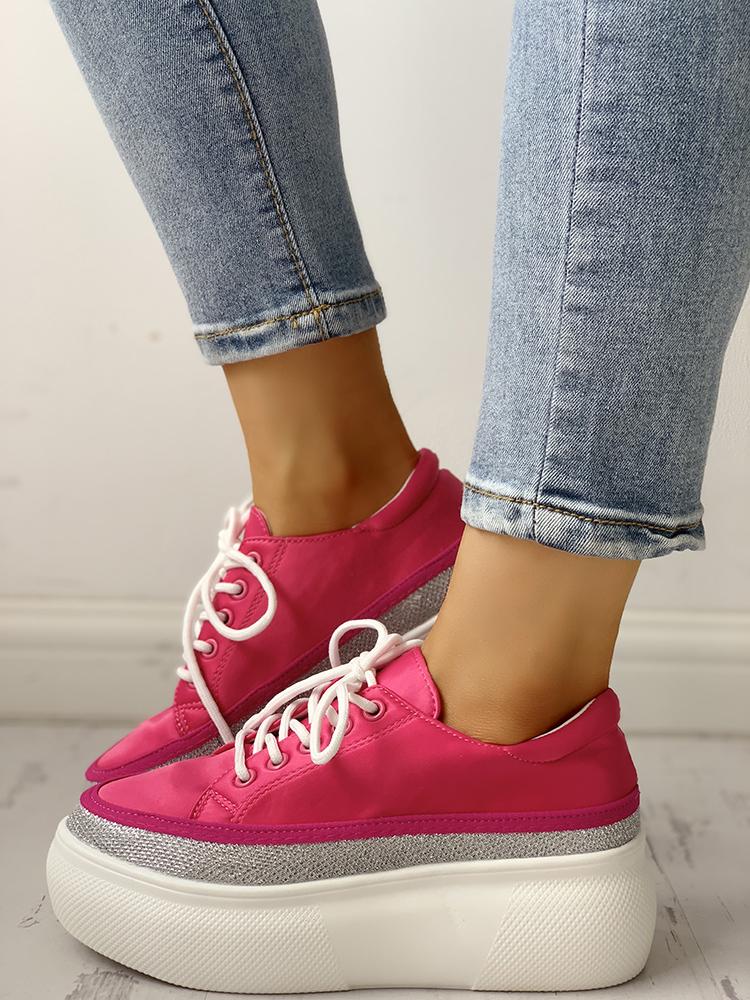 

Lace-up PU Platform Sneakers