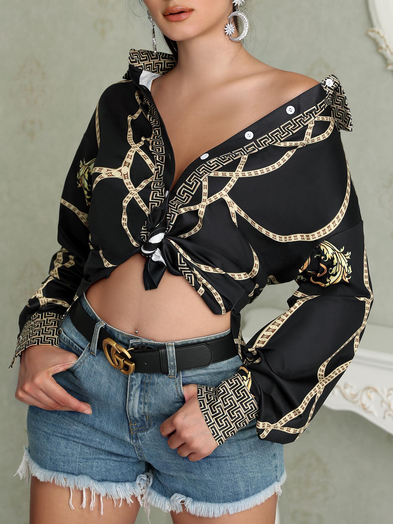 

Stylish Printed Tied Casual Blouse