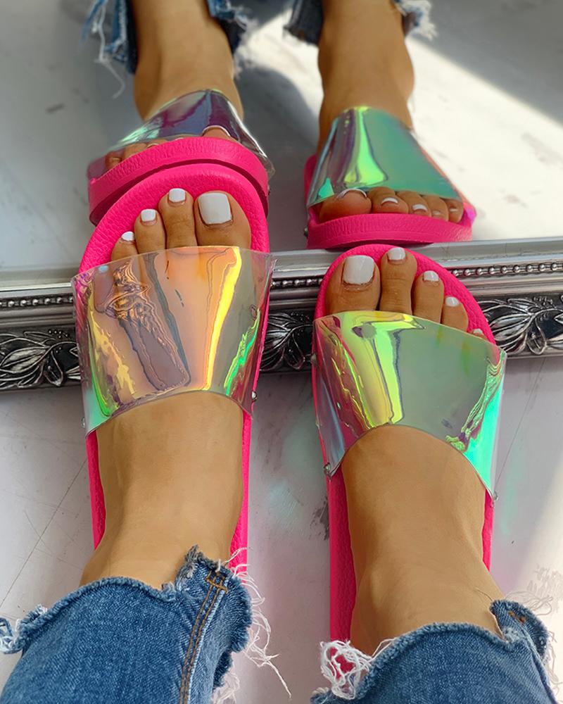 

Coloured Beach Slipper Shoes, Hot pink
