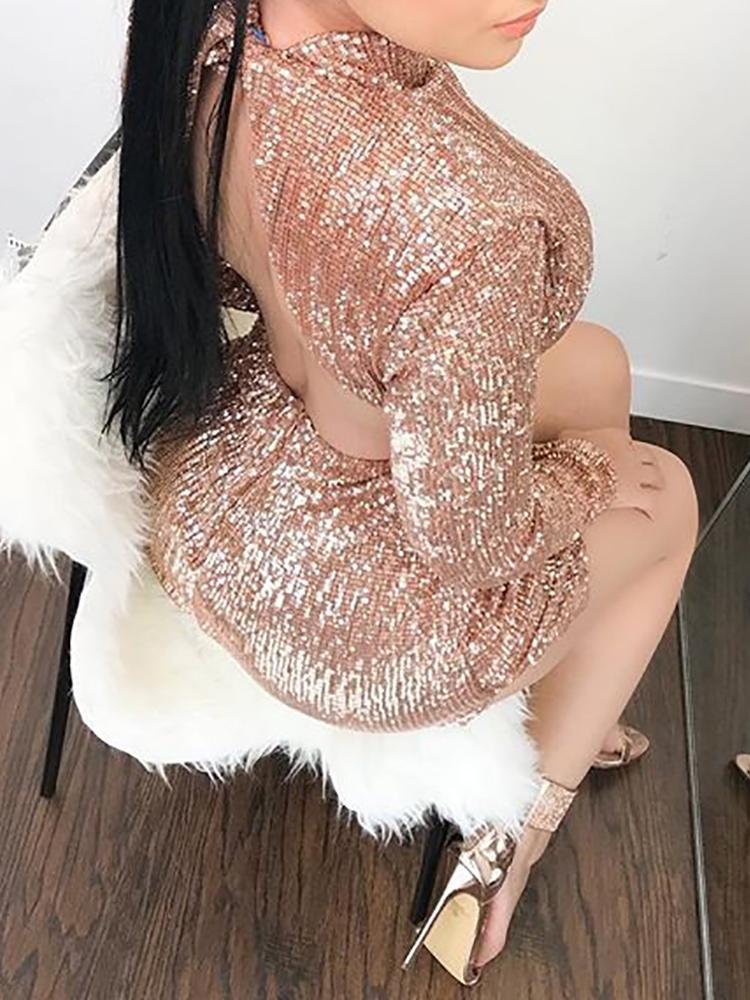 

Sequins Open Back Side Slit Bodycon Dress