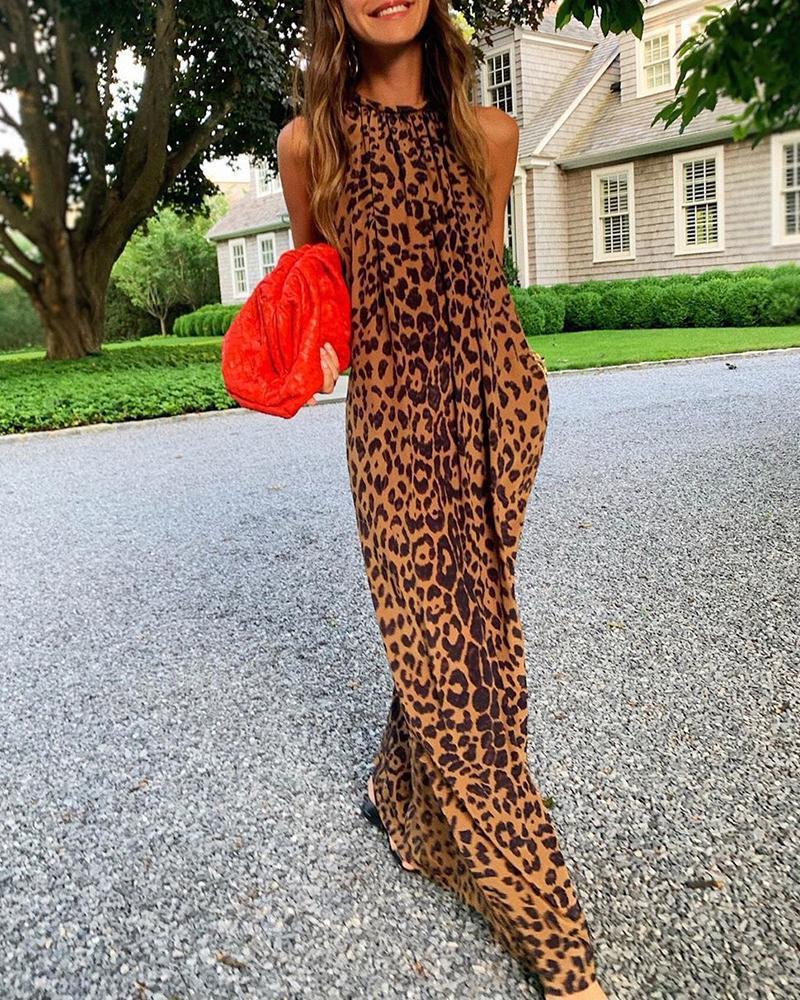

Leopard Off Shoulder Maxi Dress