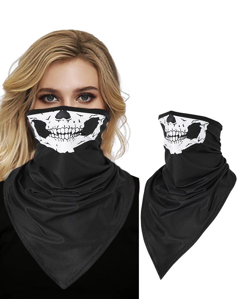 

Skull Print Face Bandana Magic Scarf Headwrap Balaclava, White