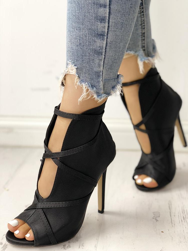 

Fashion Peep Toe Bandage Pumps, Black