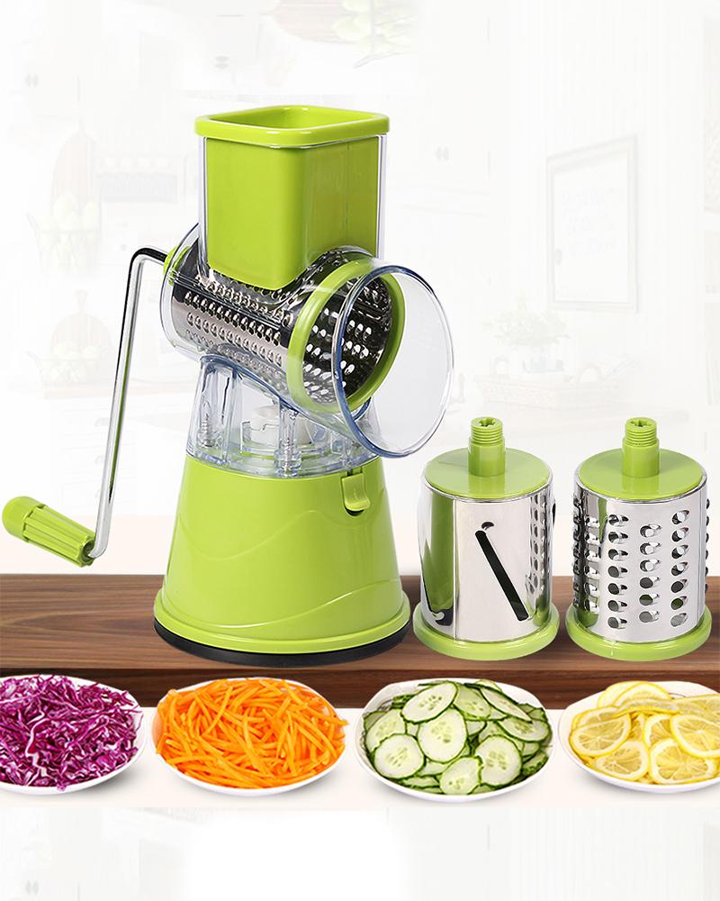 

Manual Vegetable Cutter Slicer Multifunctional Round Mandoline Slicer, Green