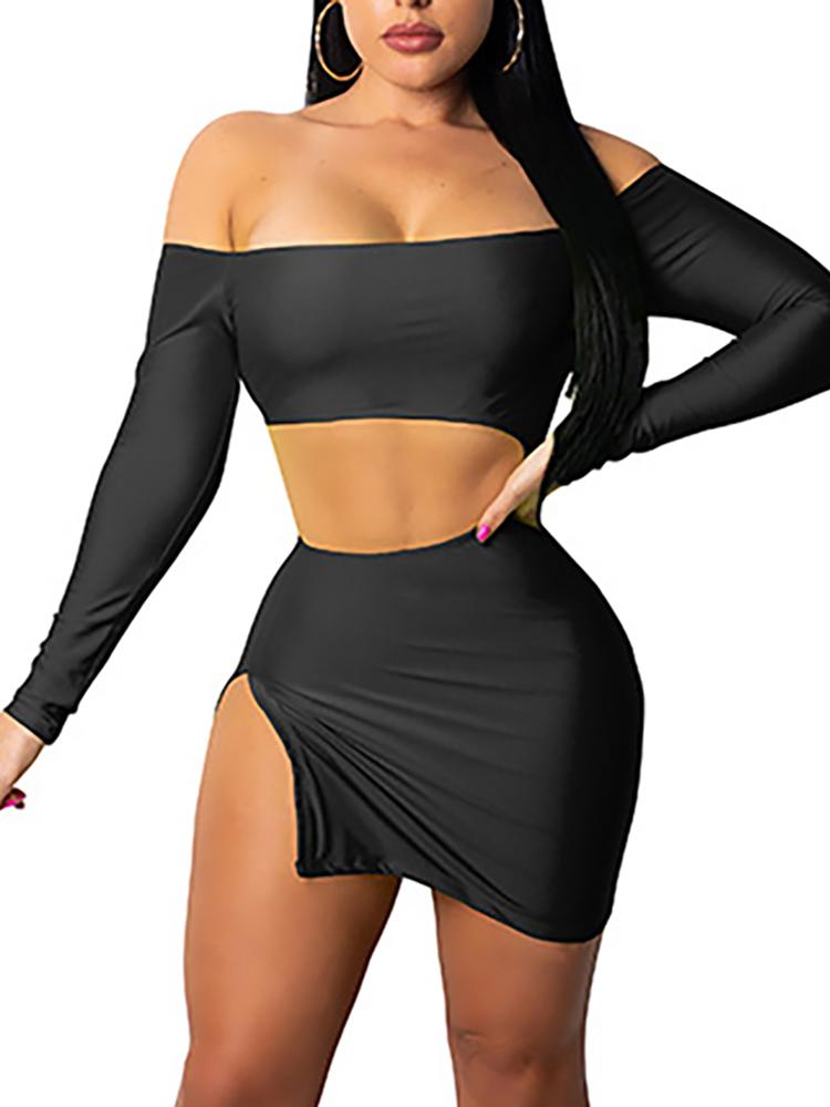 

Off Shoulder Cutout Waist Bodycon Dress