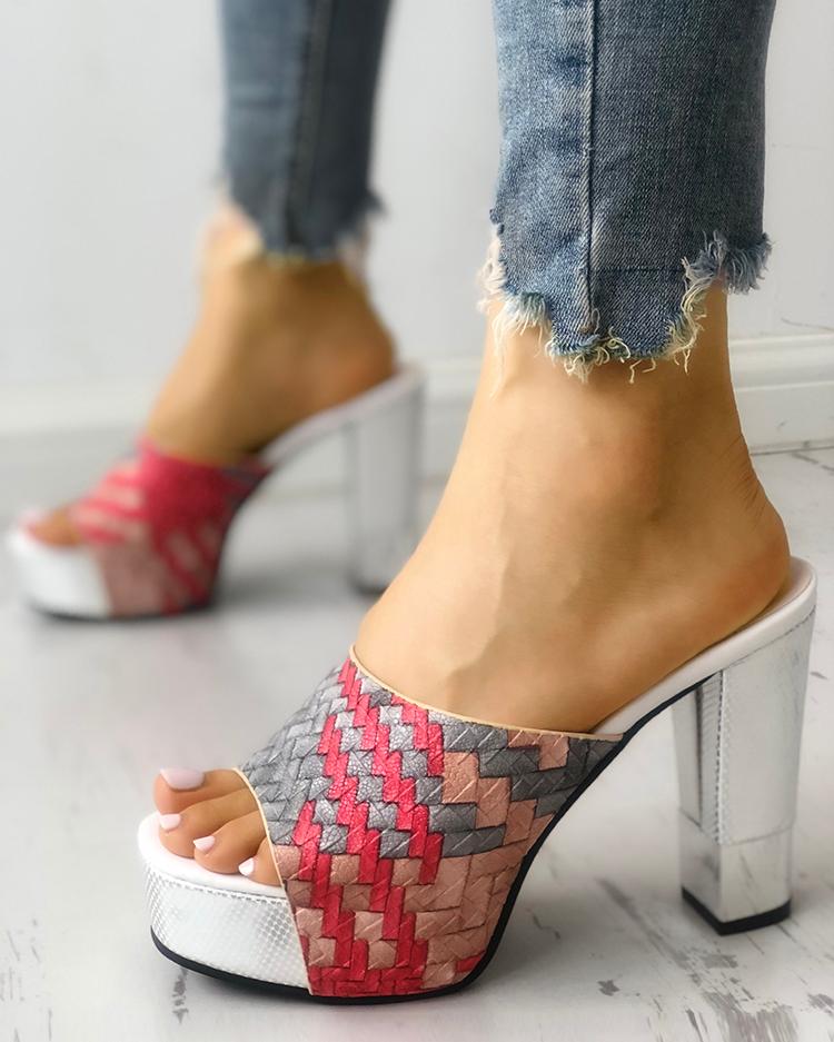 

Colorful Braided Single Strap Heeled Sandals