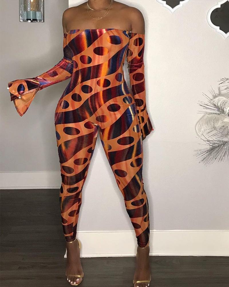 

Metallic Sequined Long Sleeve Jumpsuit, Orange