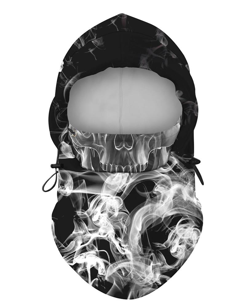 

Smoke Print Polar Fleece Hood Adjustable Face Bandana, Black