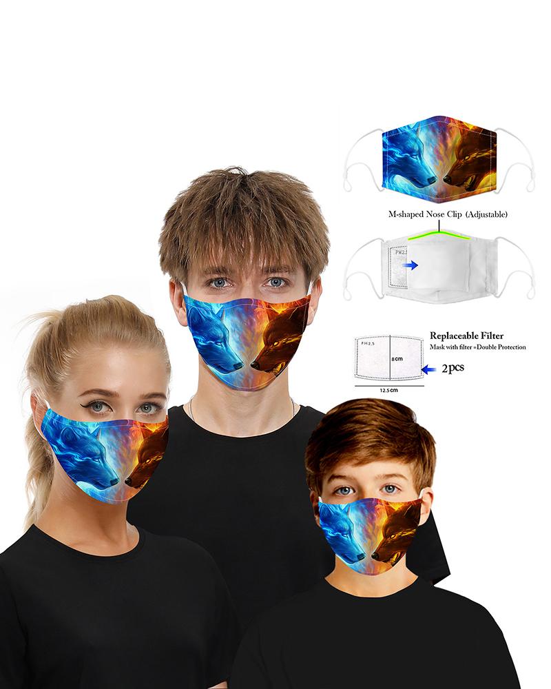 

Animal Print Mouth M .a. s. k Breathable Washable And Reusable With Replaceable Filter, Orange
