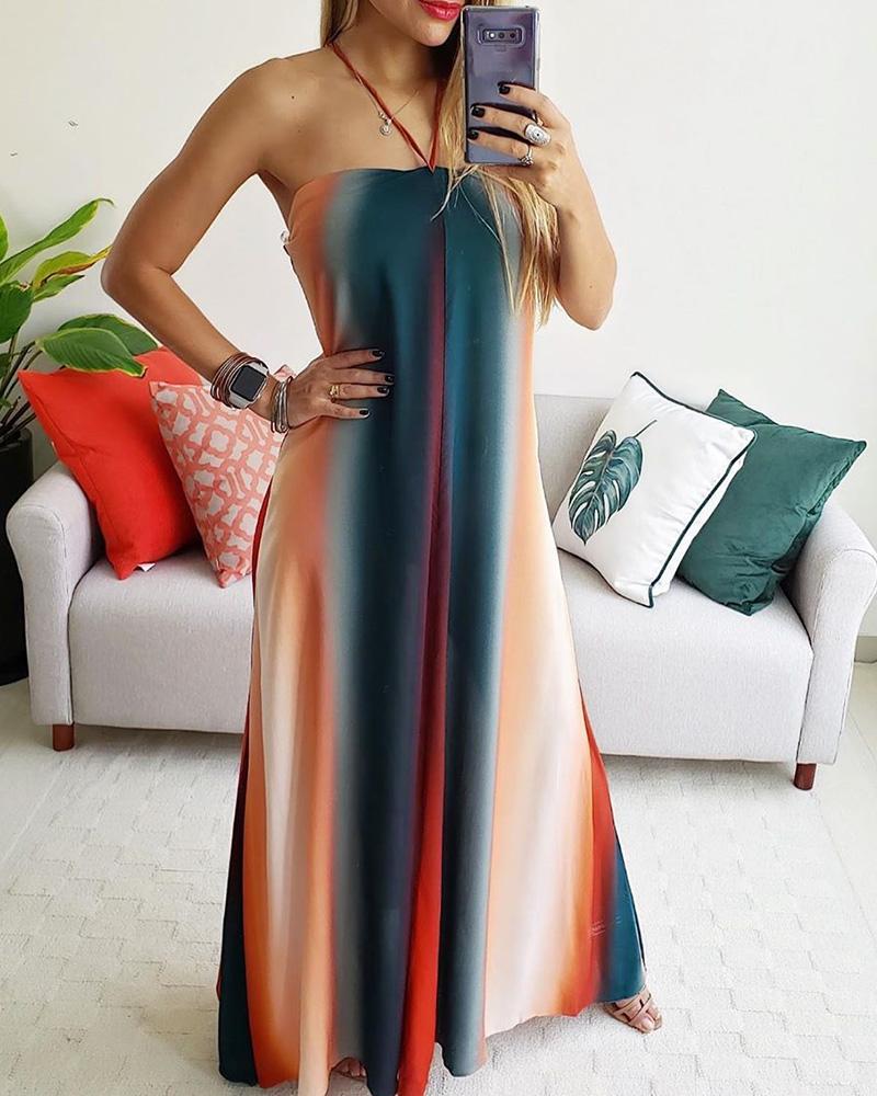 

Halter Gradient Color Maxi Dress