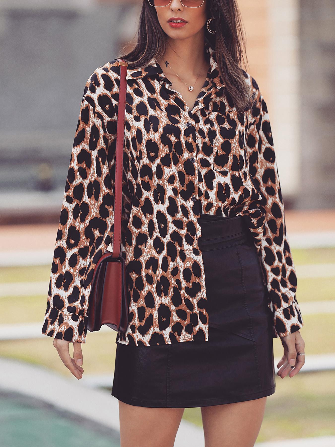 

Leopard Print Long Sleeve Casual Shirt
