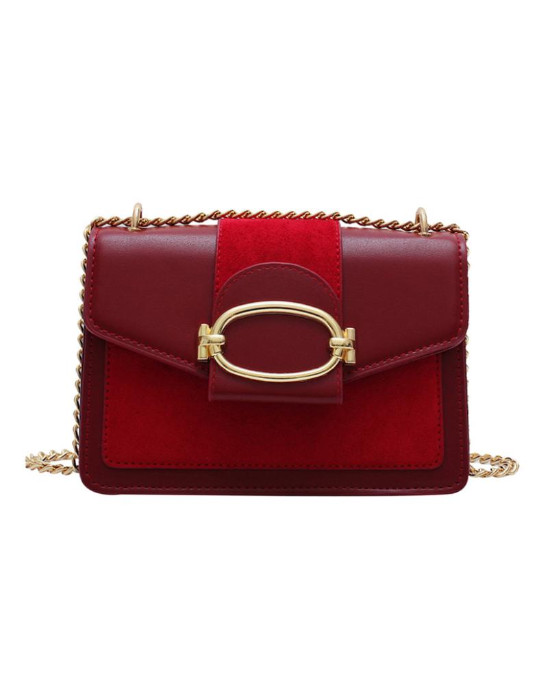 

Mini Metal Decor Chain Crossbody Bag, Red