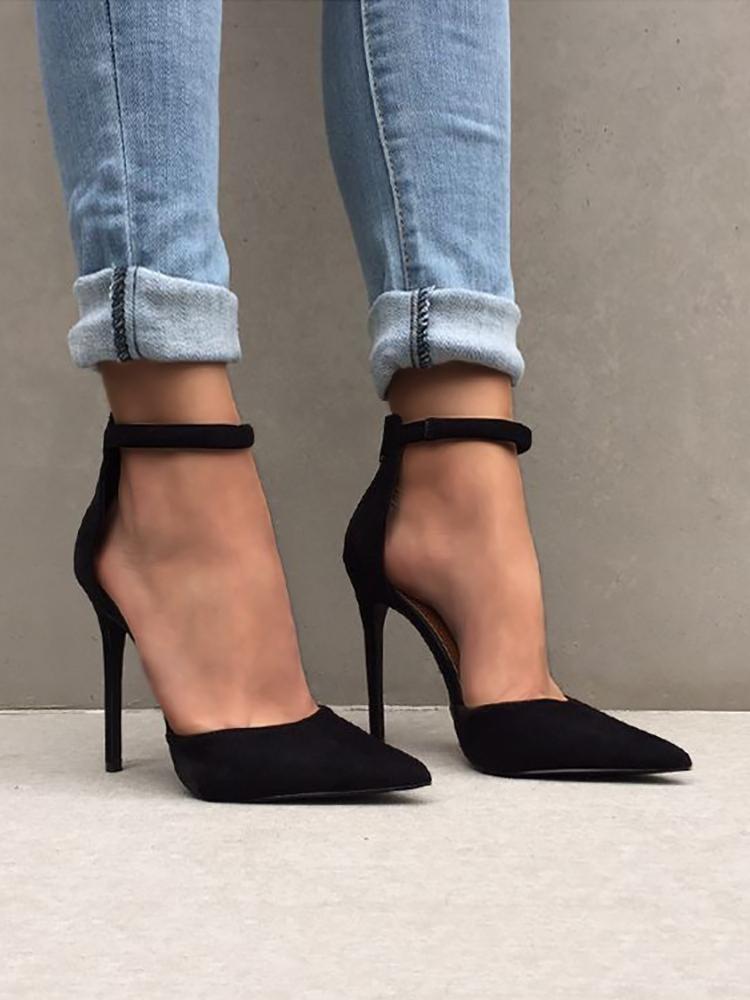 

Fashion Ankle Strap Stiletto Pumps - Black