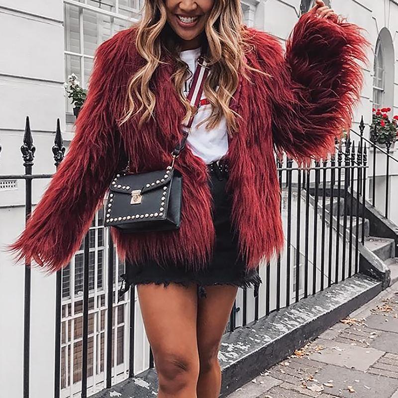 

Warm Faux Fur Fluffy Cropped Jacket, Gray;green