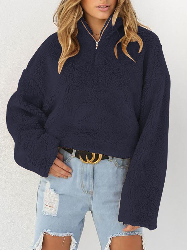 

Solid High Neck Teddy Sweatshirts