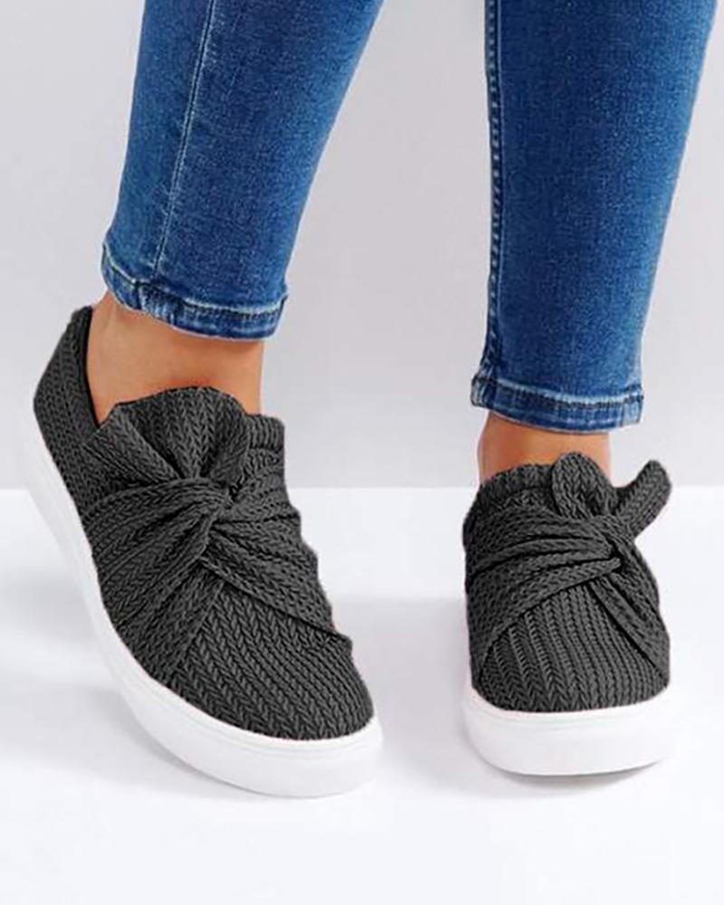 

Bowknot Design Casual Flat Loafer
