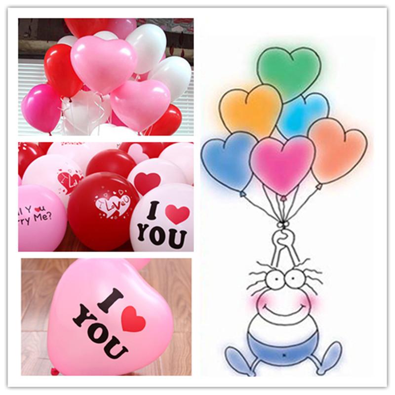 

10PCS Balloon I LOVE YOU Heart Shape Balloons Wedding Marriage Room Layout Romantic Surprise Birthday Party Decorative Wedding Favor, Red;white