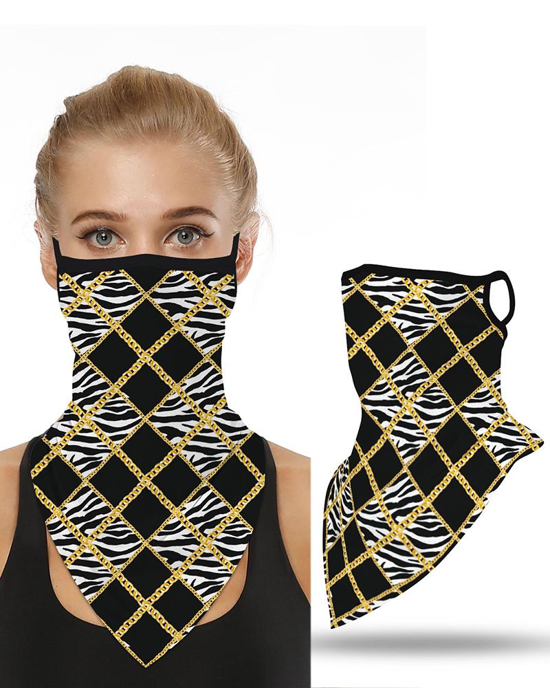 

Print Breathable Ear Loop Face Cover Windproof Motorcycling Dust Outdoors, Black