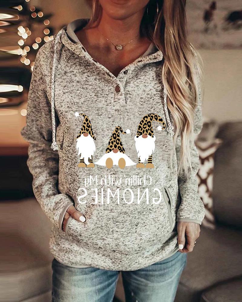 

Christmas Chillin' With Gnomes Hooded Sweatshirt, Gray