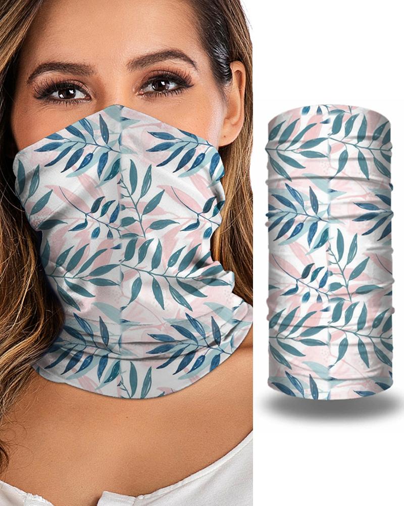 

Leaf Flamingo Print Breathable Face Bandana Magic Scarf Headwrap Balaclava, White