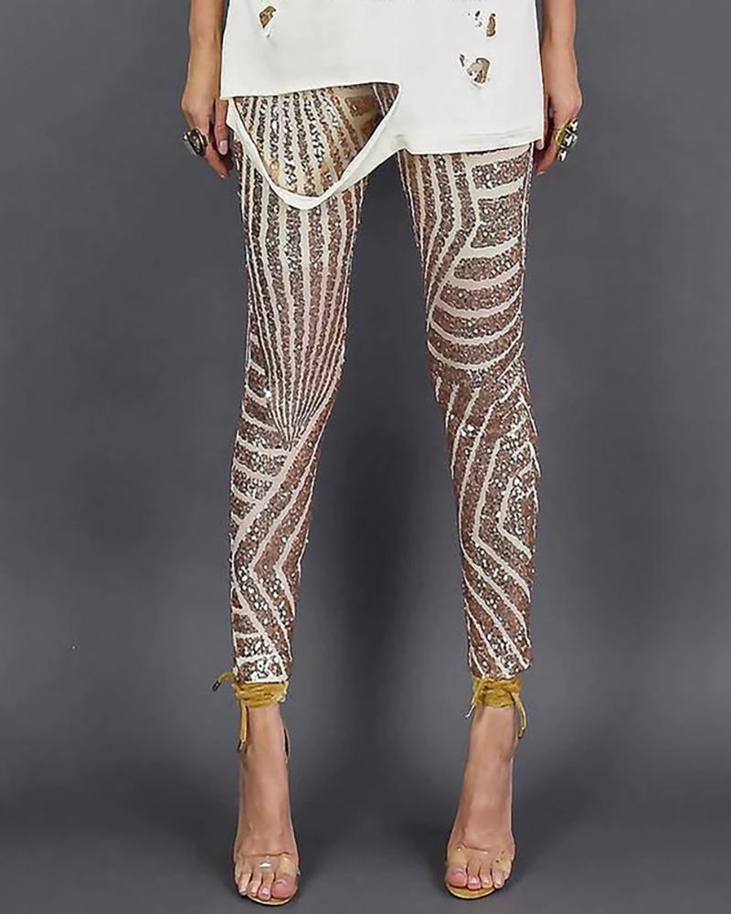 

Glitter High Waist Slinky Sequins Pants
