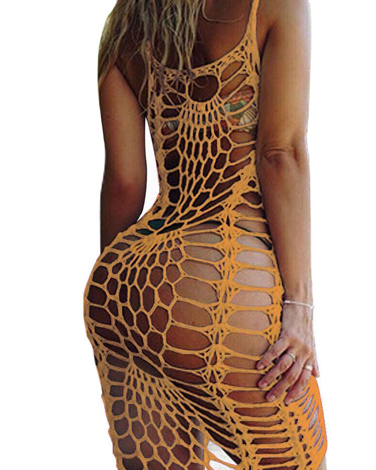

Hollow-Out Crochet Summer Beach Cover Up